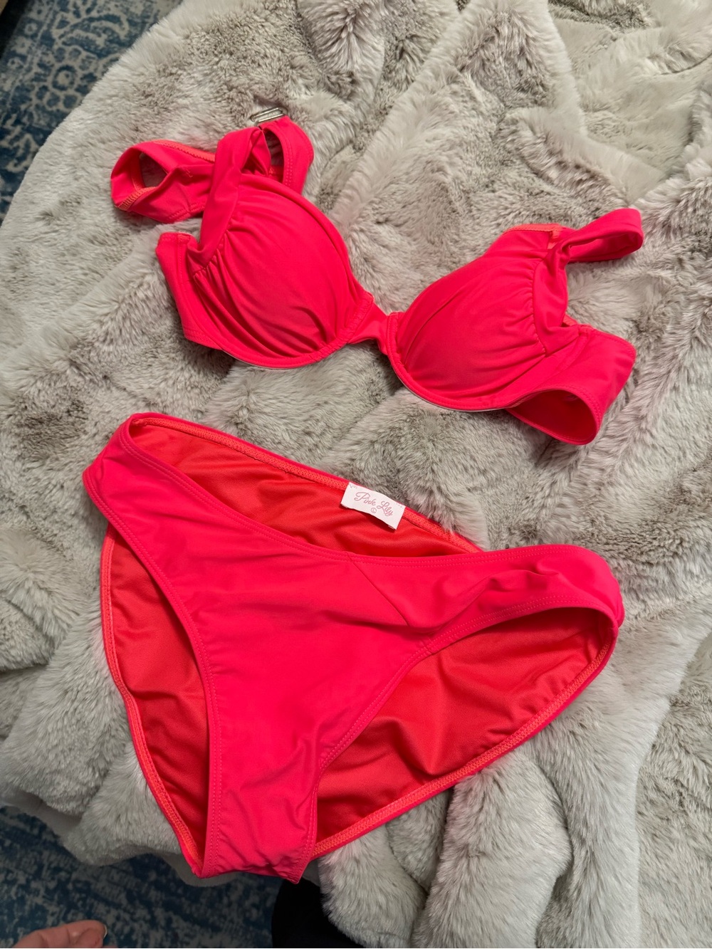 NWOT Pink Lily Hot Pink Two-Piece Bikini Set